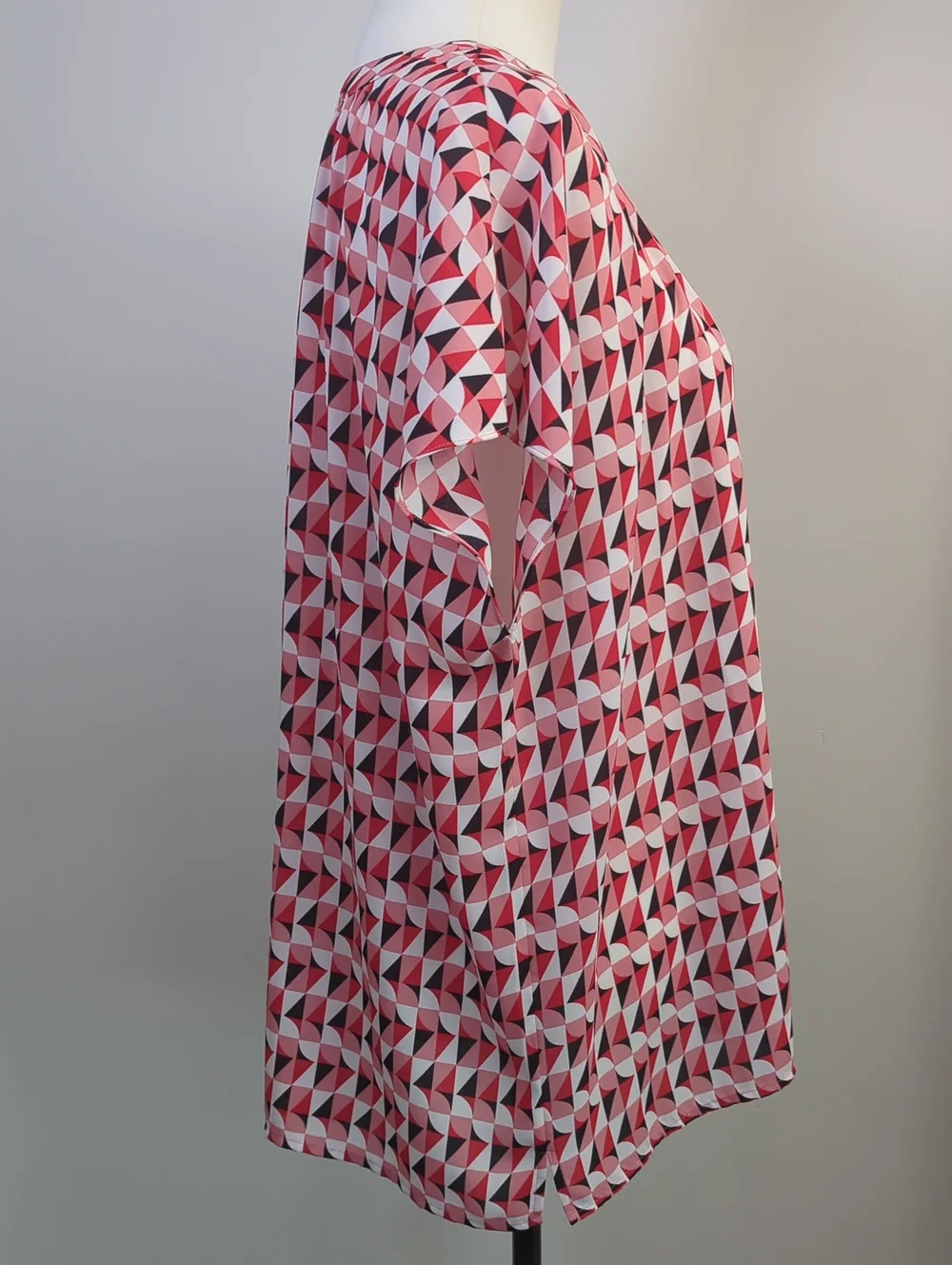Halogen Geometric Triange Print Full Button Down Sleeveless Tunic Top XL